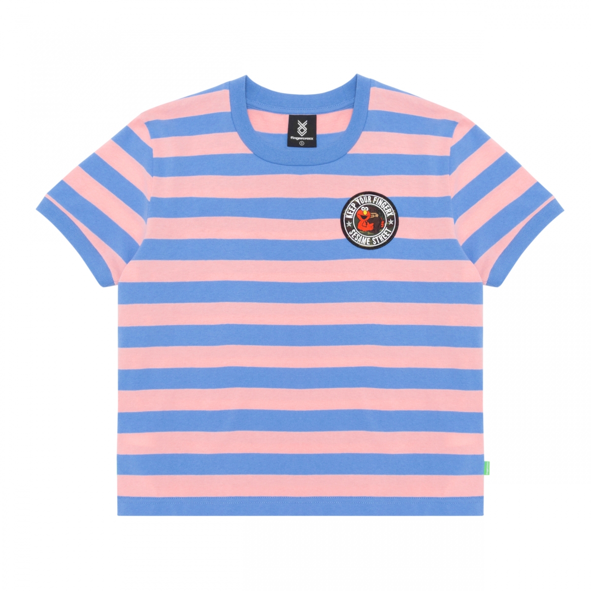 fingercroxx X Sesame Street 女裝條紋短款T-shirt HK$359